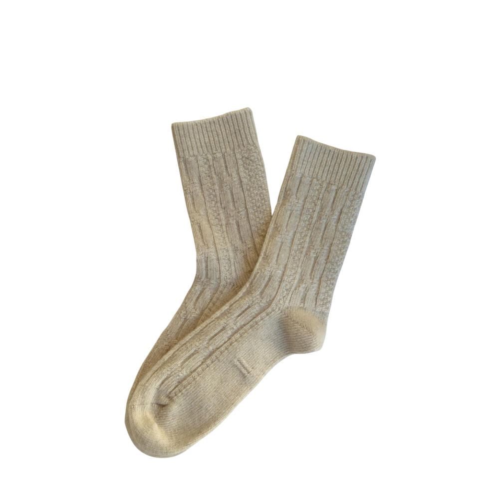 Chaussettes en maille torsadée - 90 % laine