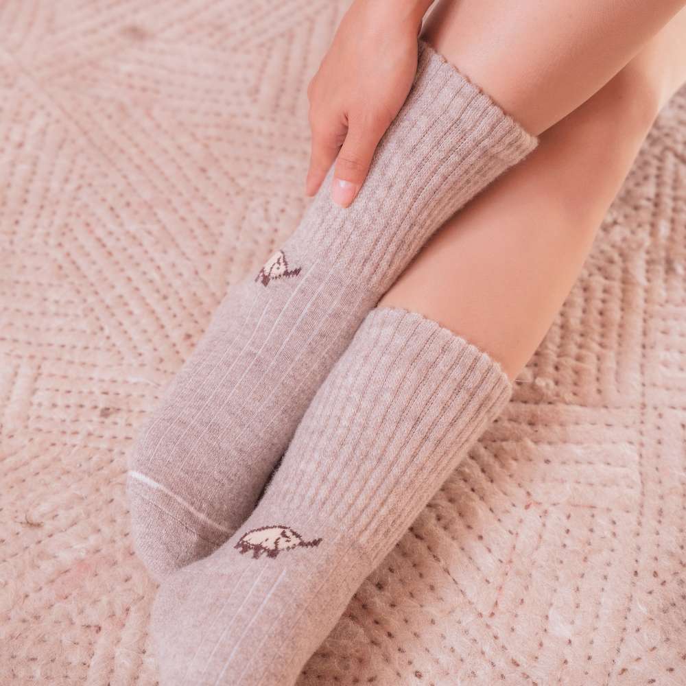 Chaussettes en Laine de Mongolie | Epaisses | Logo Yak | Gris
