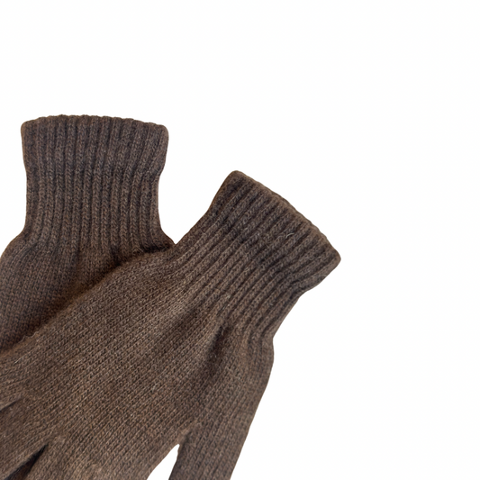 Pair of brown gloves on a white background