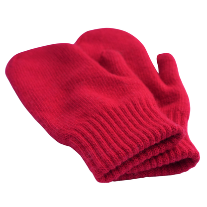 Adult Wool Mittens — Warm & Cozy — Red