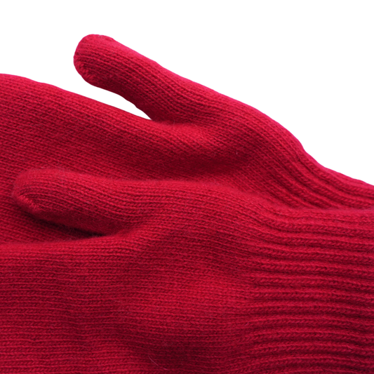 Adult Wool Gloves Red — Warm & Cozy Five-Finger