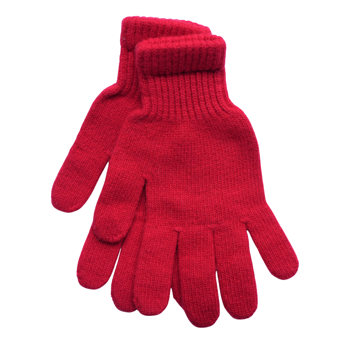 Gants en laine rouges pour adulte — Chauds et confortables à cinq doigts