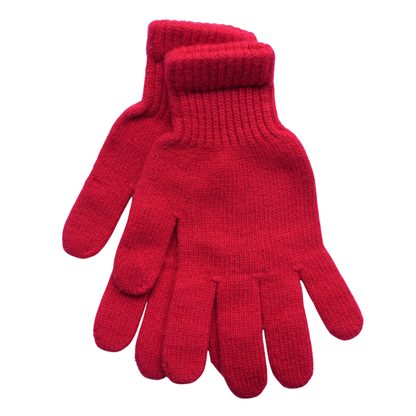 Gants en laine rouges pour adulte — Chauds et confortables à cinq doigts