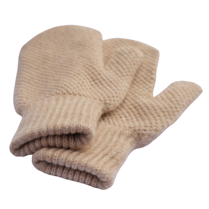 Adult Wool Mittens — Warm & Cozy — Beige