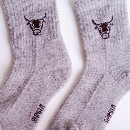 Mongolian Wool Socks| Bull logo | Manatee