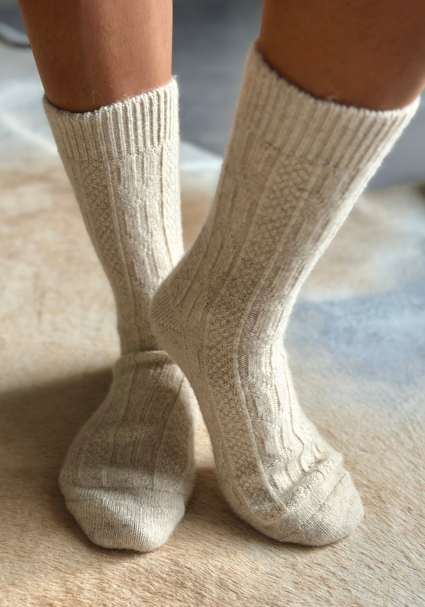 Cable Knit Socks - 90% Wool