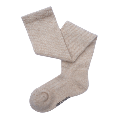 Knee-High Wool Socks — Beige