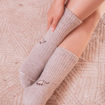 Chaussettes en Laine de Mongolie | Epaisses | Logo Yak | Gris