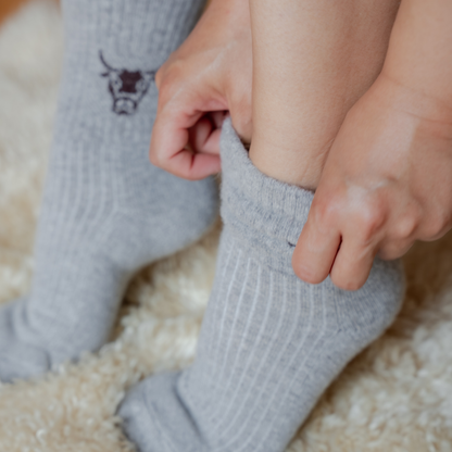 Mongolian Wool Socks| Bull logo | Manatee