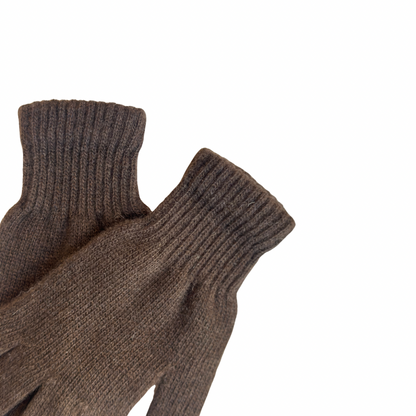 Pair of brown gloves on a white background
