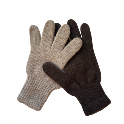 Gants 100 % laine de yak  — Premium à cinq doigts — Marron