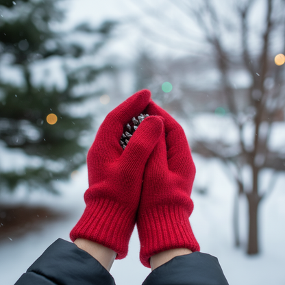 Gants rouges portés en extérieur